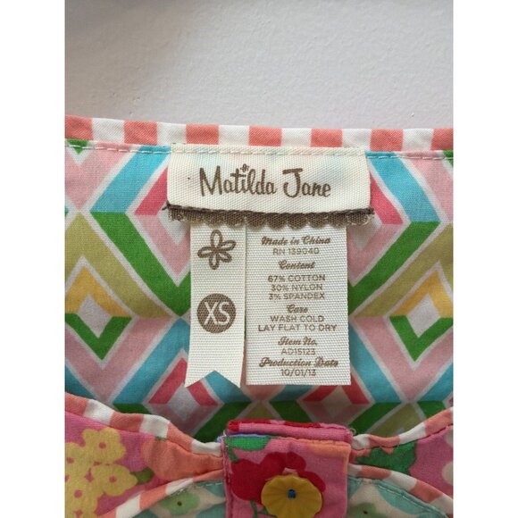 Matilda Jane Leah Leah Floral Fit Flare Girls XS Sleeveless Floral Dress Pink/Gr - Picture 3 of 6